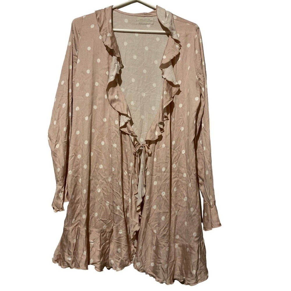 Urban Outfitters Size M Pale Pink White Polka Dot Open Jacket Cardigan
